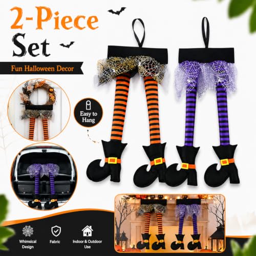 Halloween Witch Legs Decor - Plush Witch Legs with Shoes for Wreaths & Car Trunk Decorations
