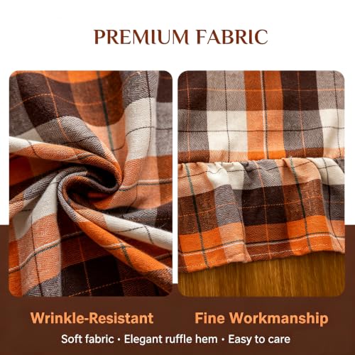 Orange Brown Ruffled Thanksgiving Tablecloth 60x60 Inch Square - Farmhouse Fall Decor