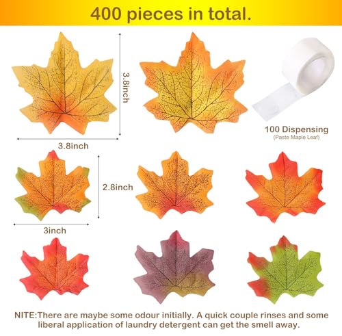 Fall Maple Leaves Bulk Set with 8 Colors and Glue Dots - Reusable Autumn Decor