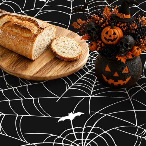 Halloween Rectangle Tablecloth 60x120 Inch with Dots Bow Pumpkin Spider Web Bat Waterproof & Wrinkle-Resistant - Variation: Pumpkin 120" x 60"
