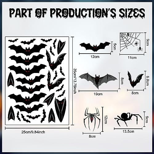 120 Pieces Halloween Bat and Spider Window Clings - Non-Adhesive Vinyl Decorations for Home & Office - Variation of THIS listing