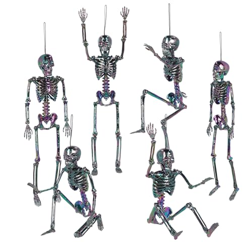 Halloween Skeleton Decorations - Oil Slick Style, 16 Inch, 6 Pack