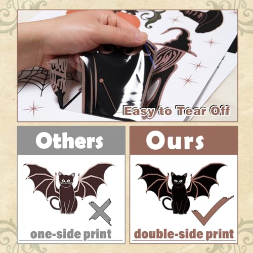 Reusable Gothic Halloween Window Clings - Vintage Victorian Ghost & Cat Design