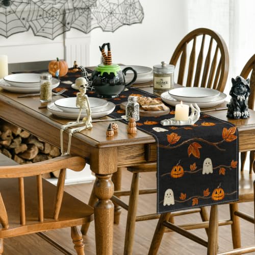 Halloween 13x90 Inch Table Runner Black Polyester Home Party Decor - Artoid Mode