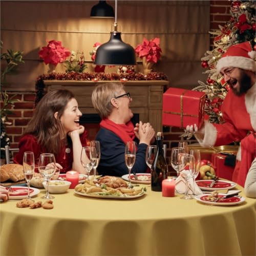 Round Christmas Disposable Plastic Tablecloth - 12 Pcs, Party Cover, Waterproof & Stain-Resistant