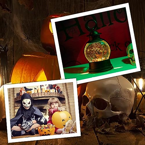 Halloween Black Cat Snow Globe Lantern with Music & Timer - Indoor Halloween Decor