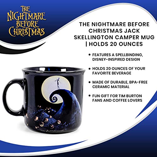 20oz Nightmare Before Christmas Jack Skellington Ceramic Camper Mug - Spooky Themed Drinkware