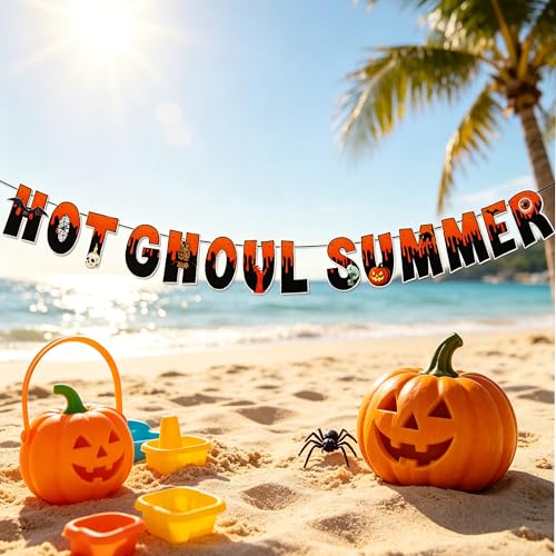 Summer Halloween Banner - Ghoul Summer Party Decor for Pool & Backyard