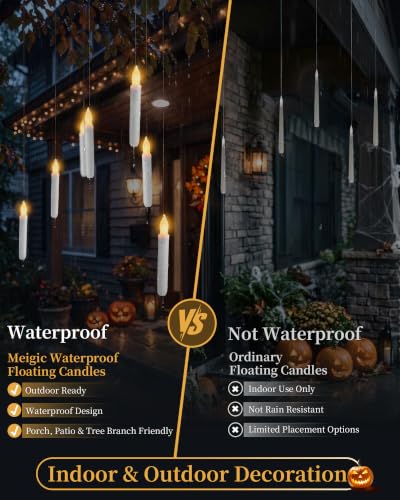 Waterproof Floating Candles with Remote Wand - Outdoor Halloween Decor Set