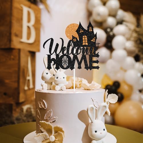 Halloween Ghost Cake Topper with Welcome Home Message - Spooky Party Decoration