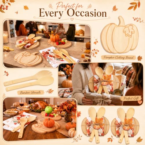 Fall Housewarming Gift Set with Pumpkin Cutting Boards & Kitchen Decor - 31 Pcs - Variation of Pumpkin