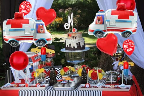 Emergency Vehicle Balloons Set - Ambulance, Nurse & Rescue Party Decorations