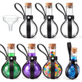 6 Black Plastic Potion Bottles with Cork Stopper - Medieval Theme Set