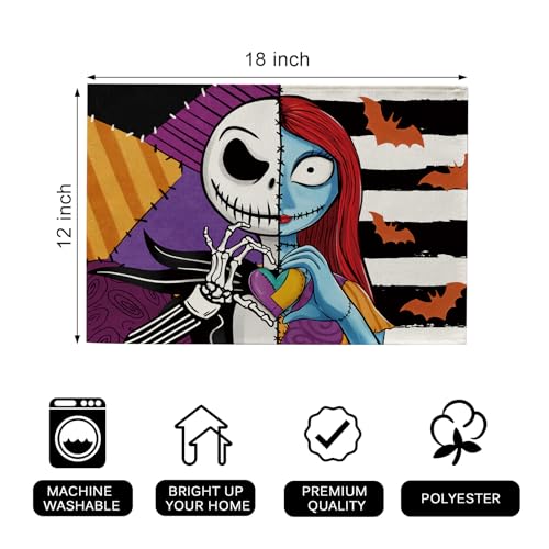 Halloween Jack Placemats Set of 4 - 12x18 Inch Waterproof Table Decor