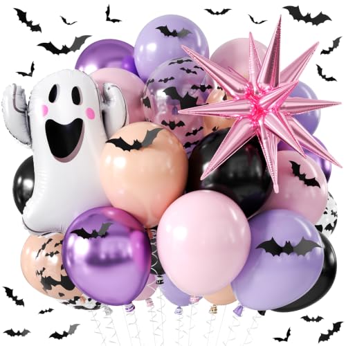 Pastel Halloween Balloons Set - Pink & Purple Spooky Party Decorations