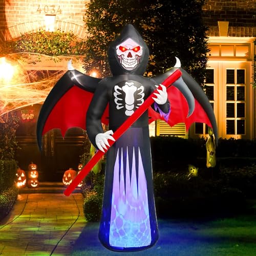 Halloween Inflatable Ghost Reaper with LED Lights - 8.3FT Yard Decor, Waterproof Outdoor Decoration - Variation: Scythe Ghost Reaper