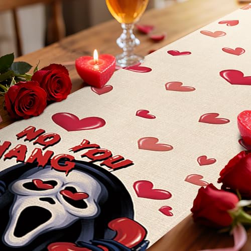 Valentine's Day Grim Reaper Table Runner 13x72 Inch - Red Love Heart No You Variation of THIS listing