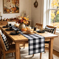 Black and White Gingham Table Runner 72 Inches - Rustic Farmhouse Home Decor