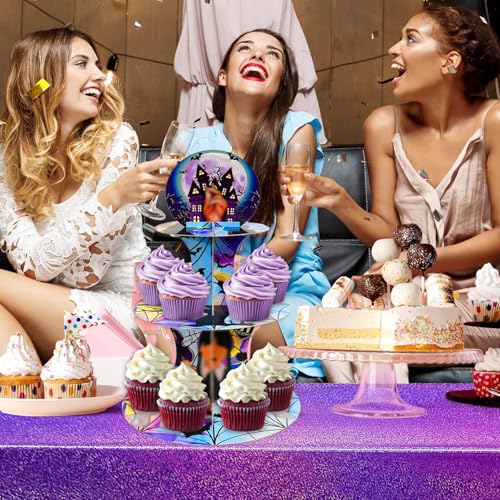Gothic Birthday Decorations 3-Tier Cupcake Stand - Black & Purple Gothic Style