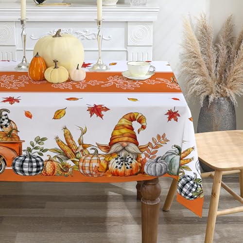 Fall Tablecloth 52x70 Inches - Orange Truck Design, Fade Resistant, Spill-Proof