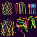 Glow in the Dark Party Supplies Set Neon Lines - Serves 20 for Halloween & Birthdays