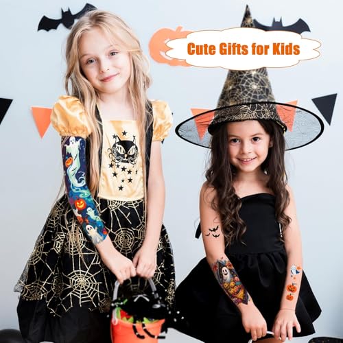 Kids Temporary Tattoo Sleeves Set for Halloween Party - 36 Waterproof Sheets