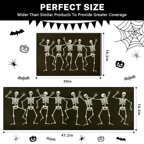 Halloween Skeleton Kitchen Rugs Set of 2 Non Slip Washable ArtSocket - Variation 5