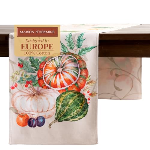 Maison d' Hermine Double Layer Cotton Table Runner 14.5 x 72 Inches - Lumina Variation