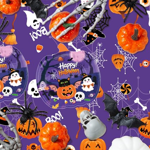 Halloween Disposable Plastic Tablecloths - 2 Pack, 54x108 Inches, Spooky Design