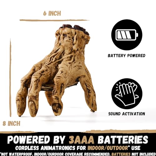 Halloween Animatronic Crawling Zombie Hand Decoration - Sound Activated, Creepy Flesh Variation