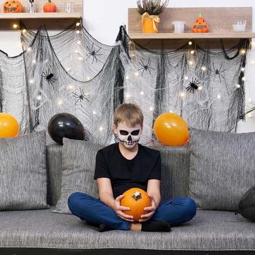 30x72 Halloween Creepy Cloth Set - 3 Black & 3 White Spooky Fabric, 6 Pieces with Spiders & Web