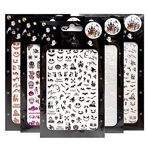 Halloween Nail Art Stickers Set - 12 Sheets & 1500+ Self-Adhesive Designs - Multi