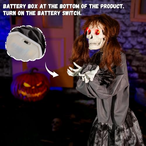 4ft Spooky Animatronic Skeleton Doll - Sound & Light Activated Halloween Decor