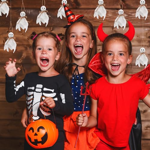 Halloween Ghost Hanging Ornaments Set - Rustic Cotton & Linen Decor for Yard & Porch
