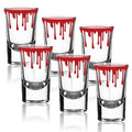 Halloween Blood Splattered Shot Glasses 6-Pack - 1.7oz Horror Party Drinkware