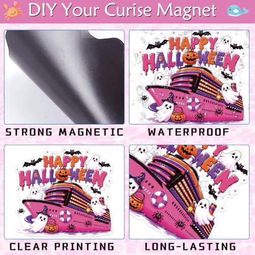 Pink Ghost Halloween Cruise Door Magnets Set - 11 Pcs Fall Party Decor