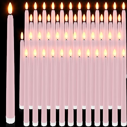 Pink Flameless LED Taper Candles Pack - 11 Inch, Safe Halloween Decor