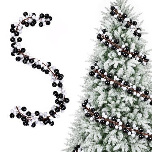 9ft Black White Christmas Ball Garland Ornaments - Gothic Xmas Tree Decor