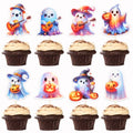 Halloween Ghost Music Guitar Cake Toppers Set - 24 Pcs Party Decorations