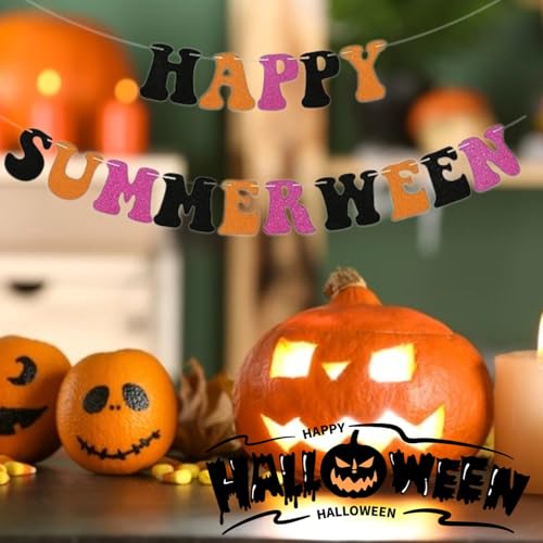Orange Summerween Banner Halloween Decorations Indoor Outdoor Party Decor