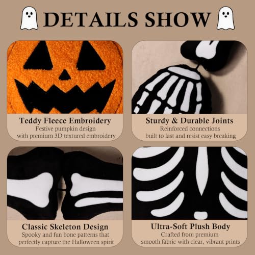 Halloween Pumpkin Skeleton Throw Pillow - Plush Decor 39x19 Inches