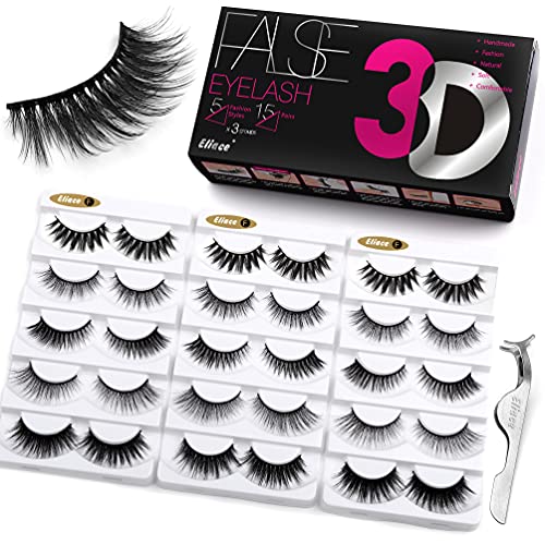 Luxury False Eyelashes 15 Pairs - 5 Styles, Handcrafted Natural Look - B