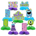 Monster Birthday Party Honeycomb Centerpieces - Blue Green Purple 9 Pack