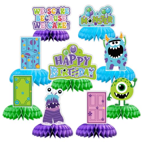 Monster Birthday Party Honeycomb Centerpieces - Blue Green Purple 9 Pack