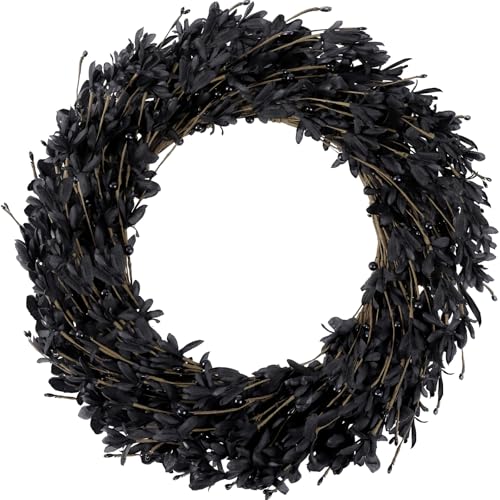 Artificial Forsythia Wreath 20 Inch with Berries - Black Spring & Holiday Decor
