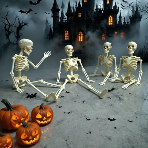Mini Skeleton Figurines Set of 20 Halloween Plastic Toys - Adjustable & Detachable