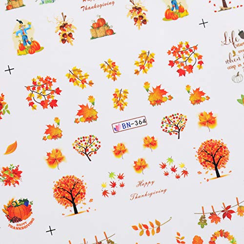 Fall Nail Stickers Autumn Maple Leaf Nail Art Decals - Thanksgiving Set A
