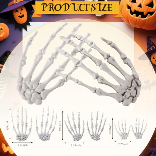 Halloween Hanging Decor Set with Witch Hats Brooms Skeleton Hands - 32 Pieces