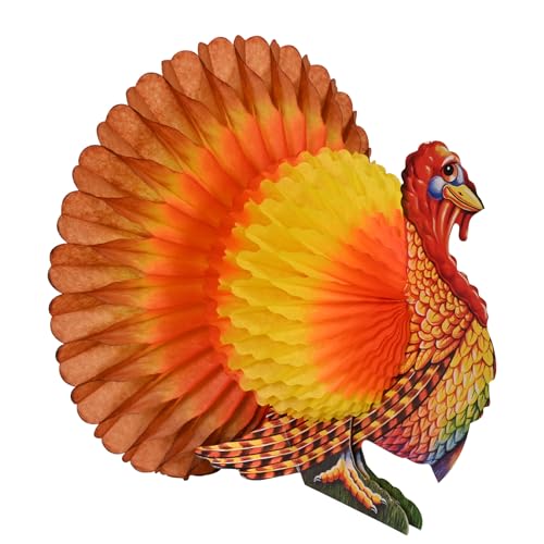 Thanksgiving Tissue Paper Turkey Centerpieces - Set of 3 Autumn Fall Decor