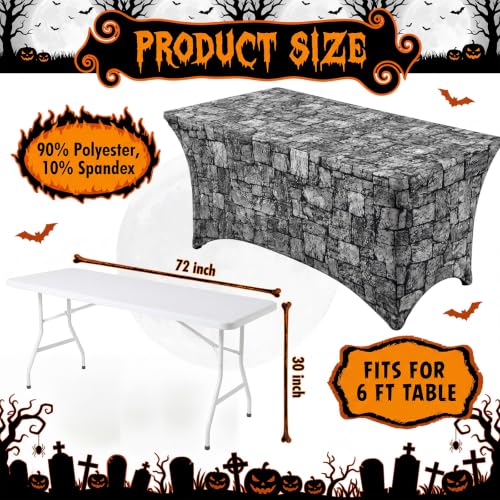 6ft Halloween Spandex Tablecloth with Brick Wall Pattern - Party Decor - Variation of THIS listing: 9.5" x 9.5" Rectangle